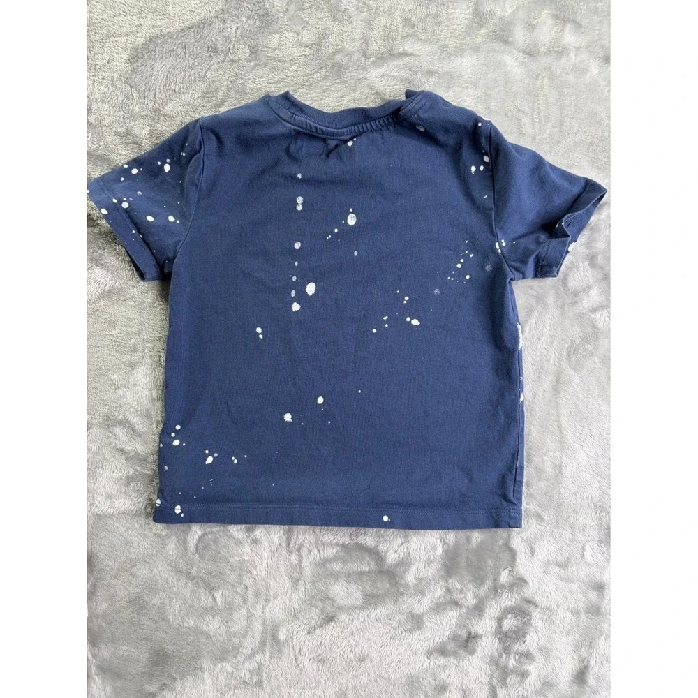Ralph Lauren Polo Paint Splatter T-Shirt Toddler Boys 24M Blue Cotton Used